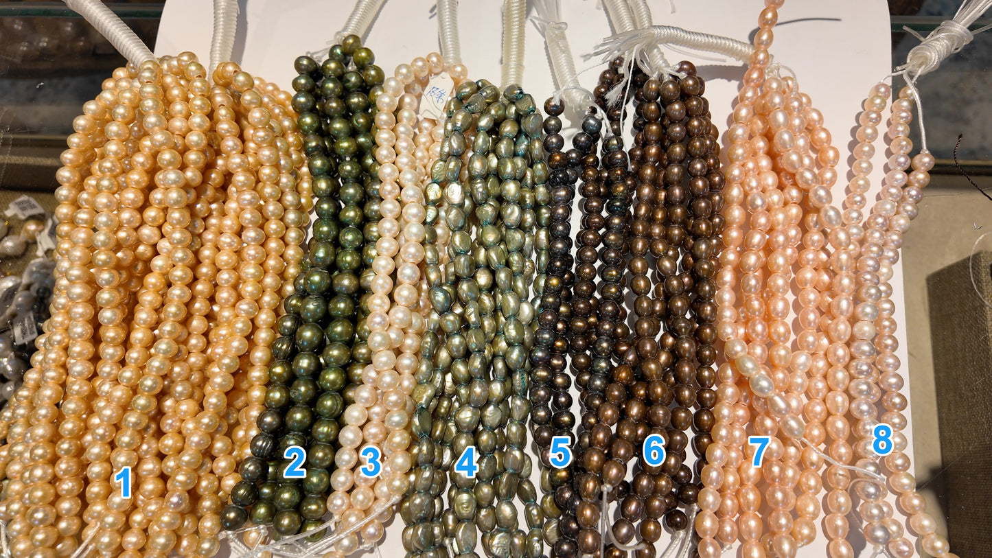Pearls with Large 2mm hole! 8" strands! $10 a strand