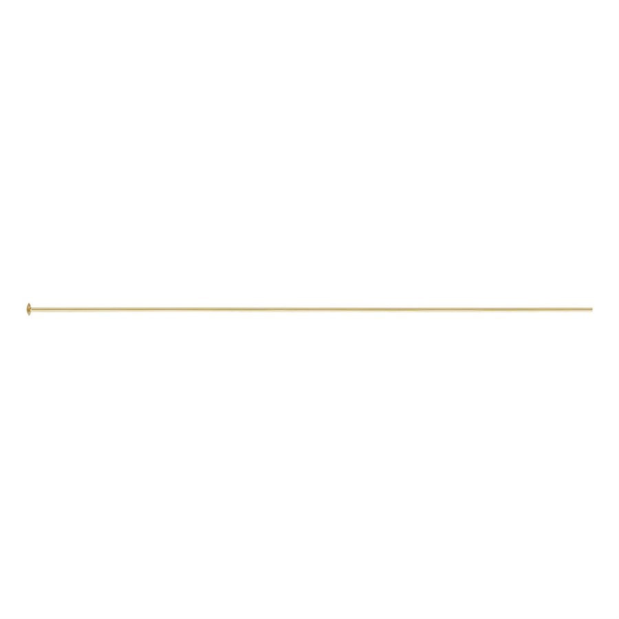 Gold-filled headpin, 26 gauge and 2 inches long, with a small flat head at one end.”