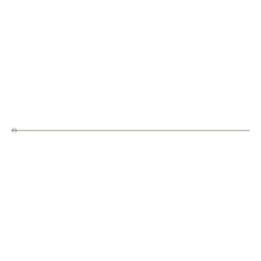 “Sterling silver ball head pin, 26 gauge and 2 inches long, with a small round ball at one end.”