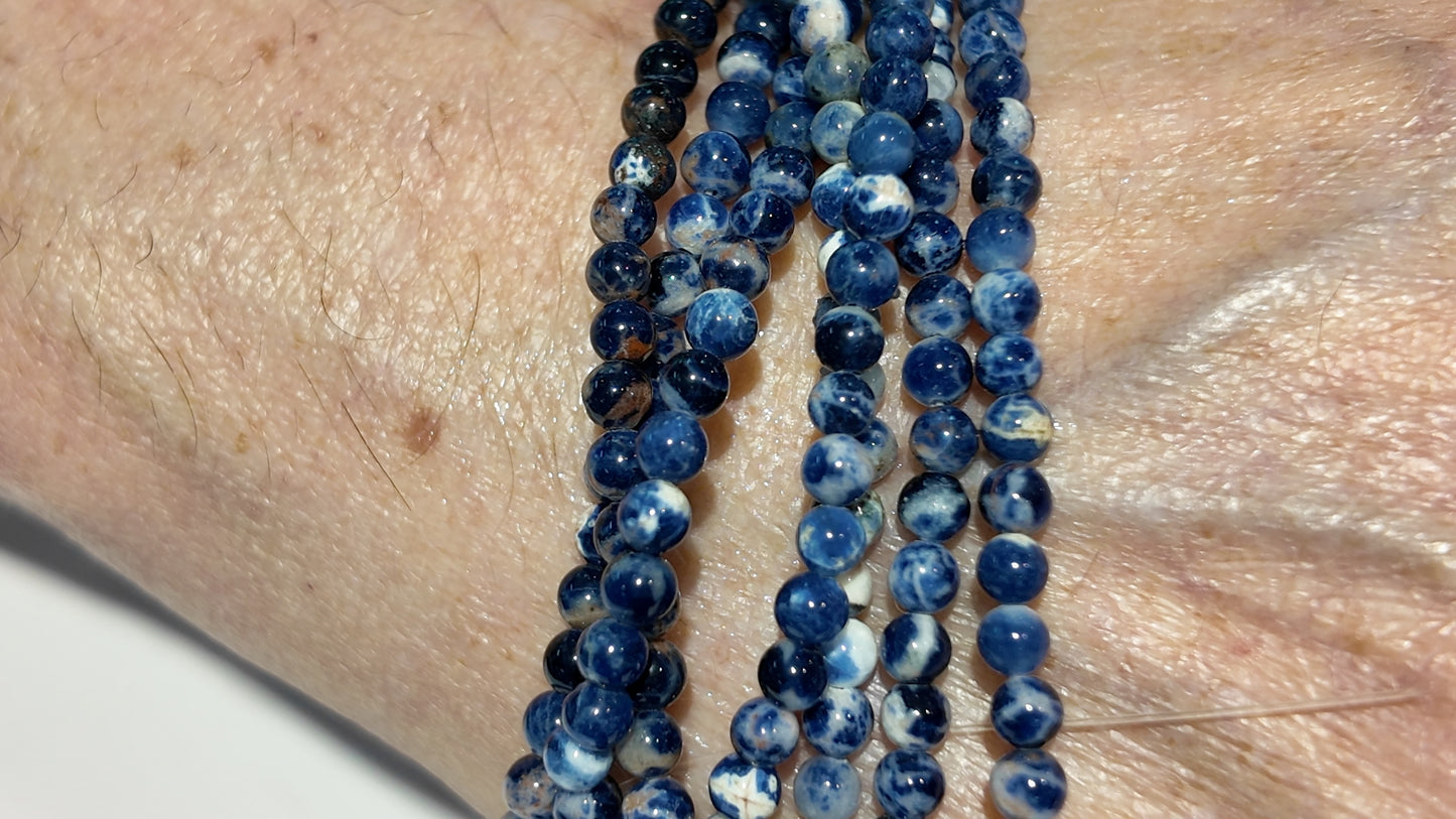 Sodalite Beads 4 mm 15" strands, 2 strands $10
