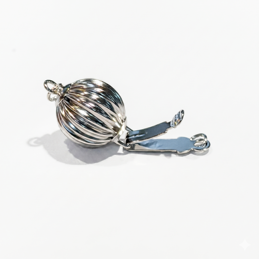 Sterling Silver Non Tarnish 10.0MM CORRUGATED BEAD CLASP W / RINGS RH