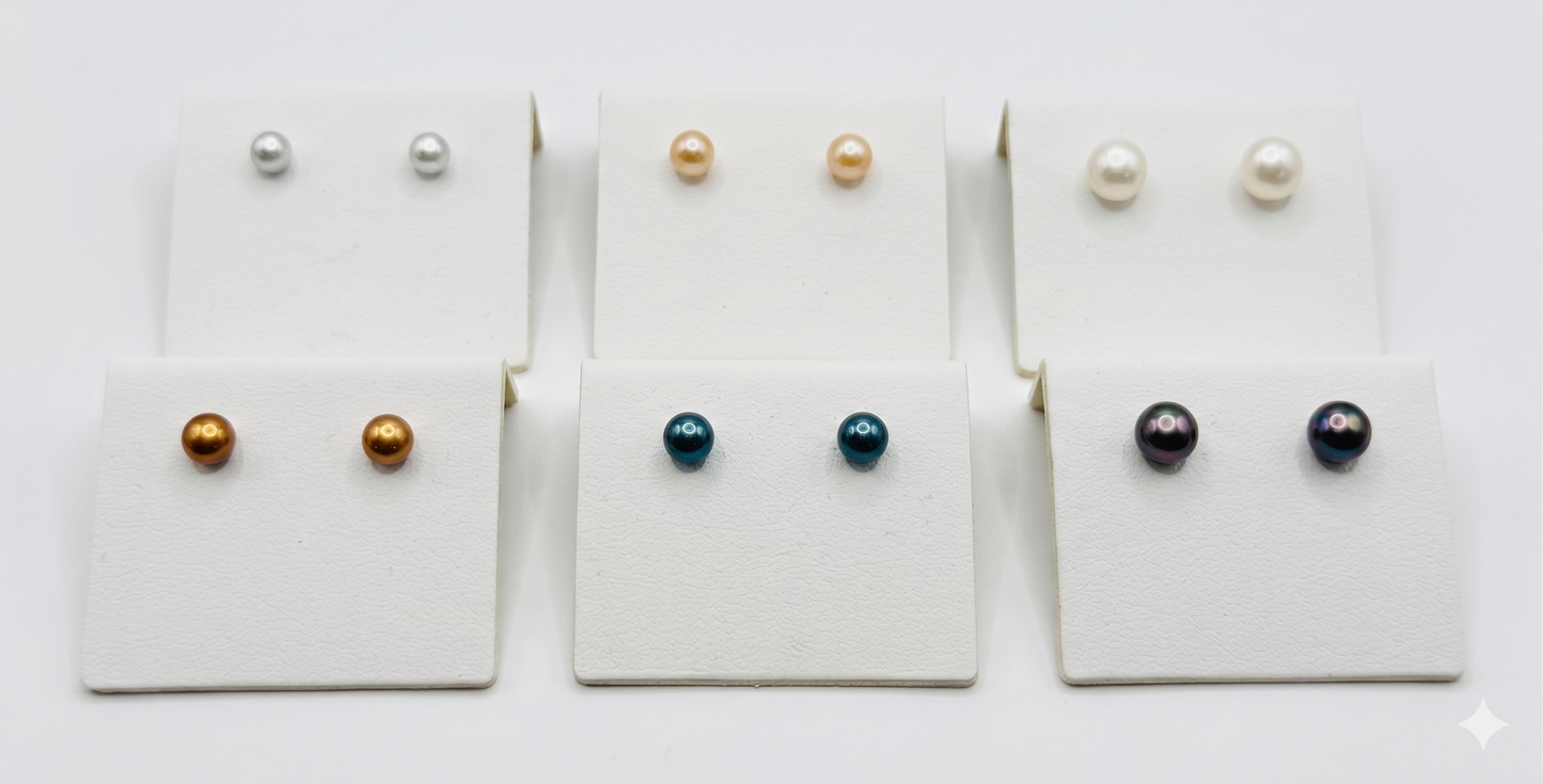 FW Pearl Studs set in Sterling Silver beautiful luster