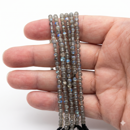 Labradorite 4mm round, lots of flash, approx 15" strands