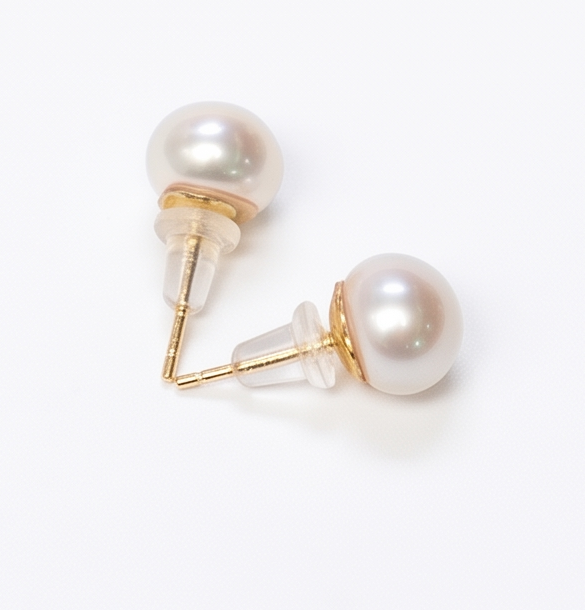 Pearl Studs 14kt gold rubber, backs approx 8mm