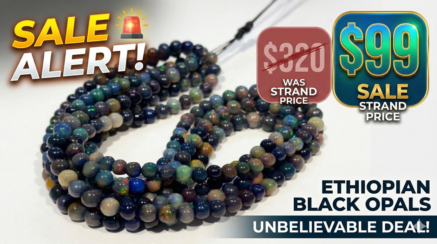 Black Ethiopian Opal Beads 15" strands, roundish, approx 5mm $99 Treated
