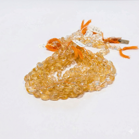 Natural Faceted Pear Shaped Citrine Beads approx 15" strands