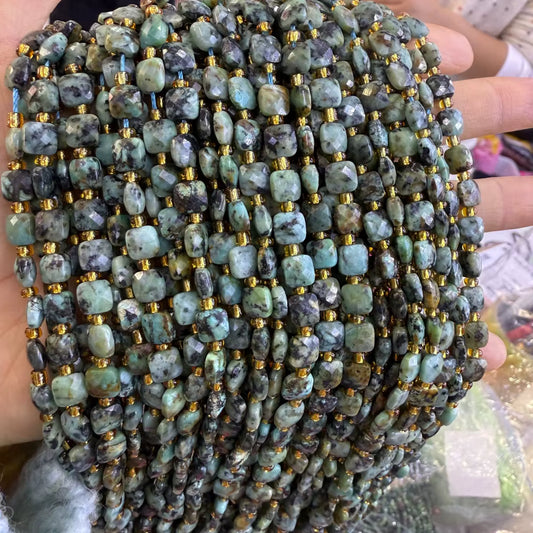 New 6mm Square Faceted Gemstone Beads 23 beads on a strand!