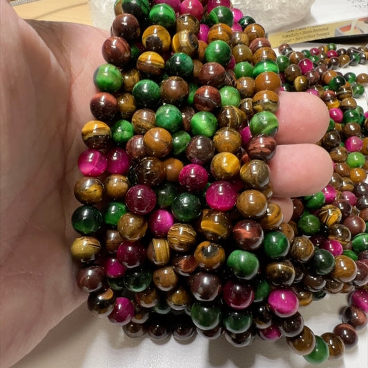 Tiger Eye multicolor 8mm 16” treated
