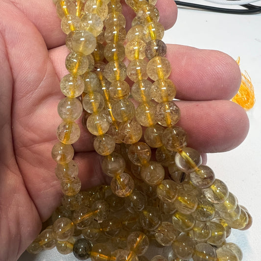 Golden Rutile Quartz 8mm 16" Strands all natural