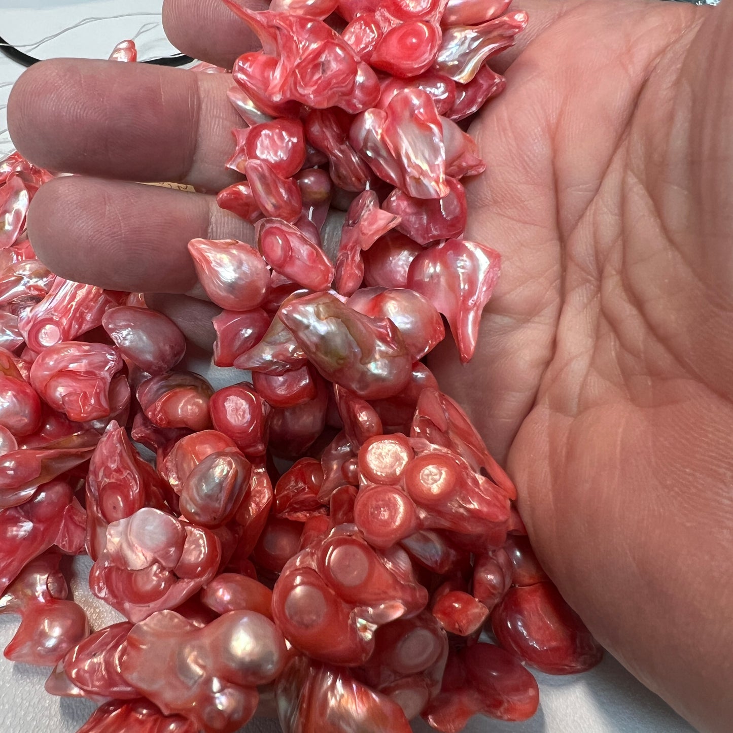 Crazy Pink (dyed) Pearls 16"