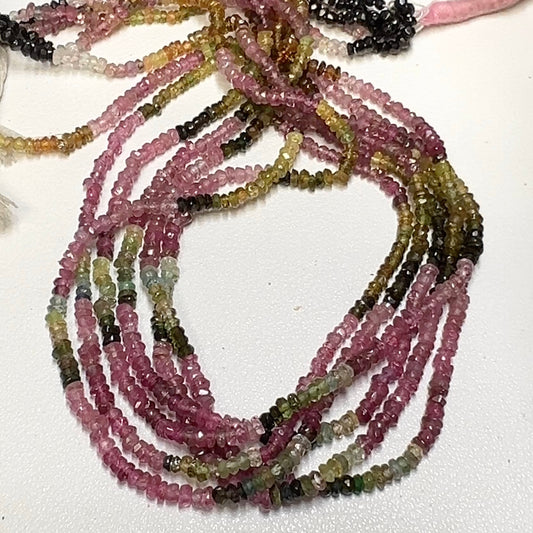 Tourmaline faceted roundels 3mm 16" Really nice quality