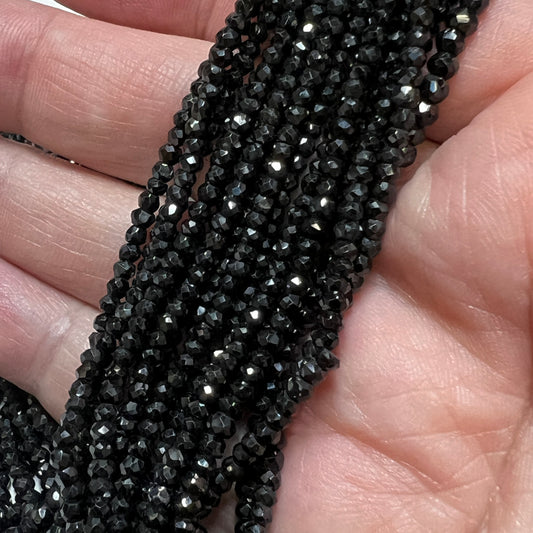 Black Spinel beads 3mm 16" strands all natural from Thailand