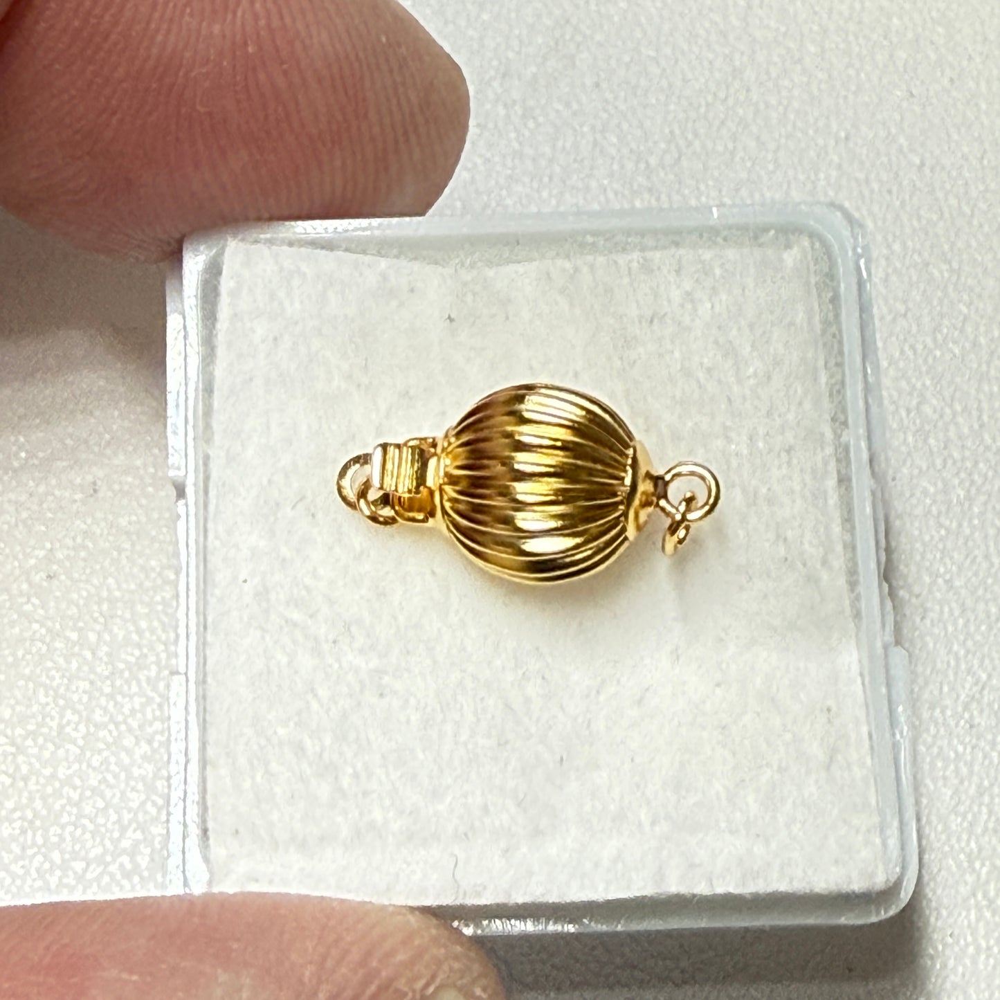 Corrugated Ball Safety Clasp Vermeil 8 mm