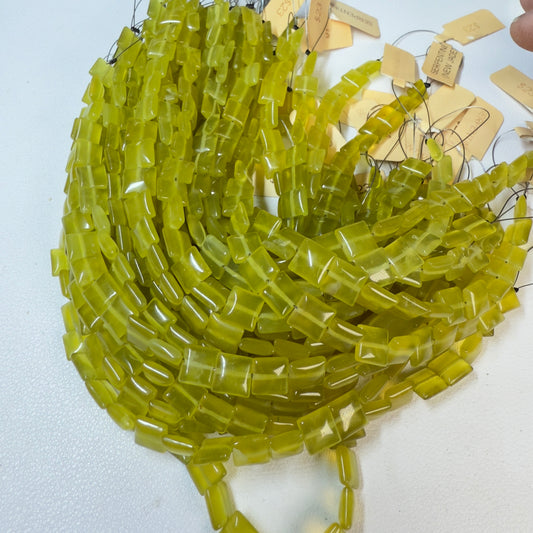 Serpantine approx 8 mm square beads 8" strands mined in Canada
