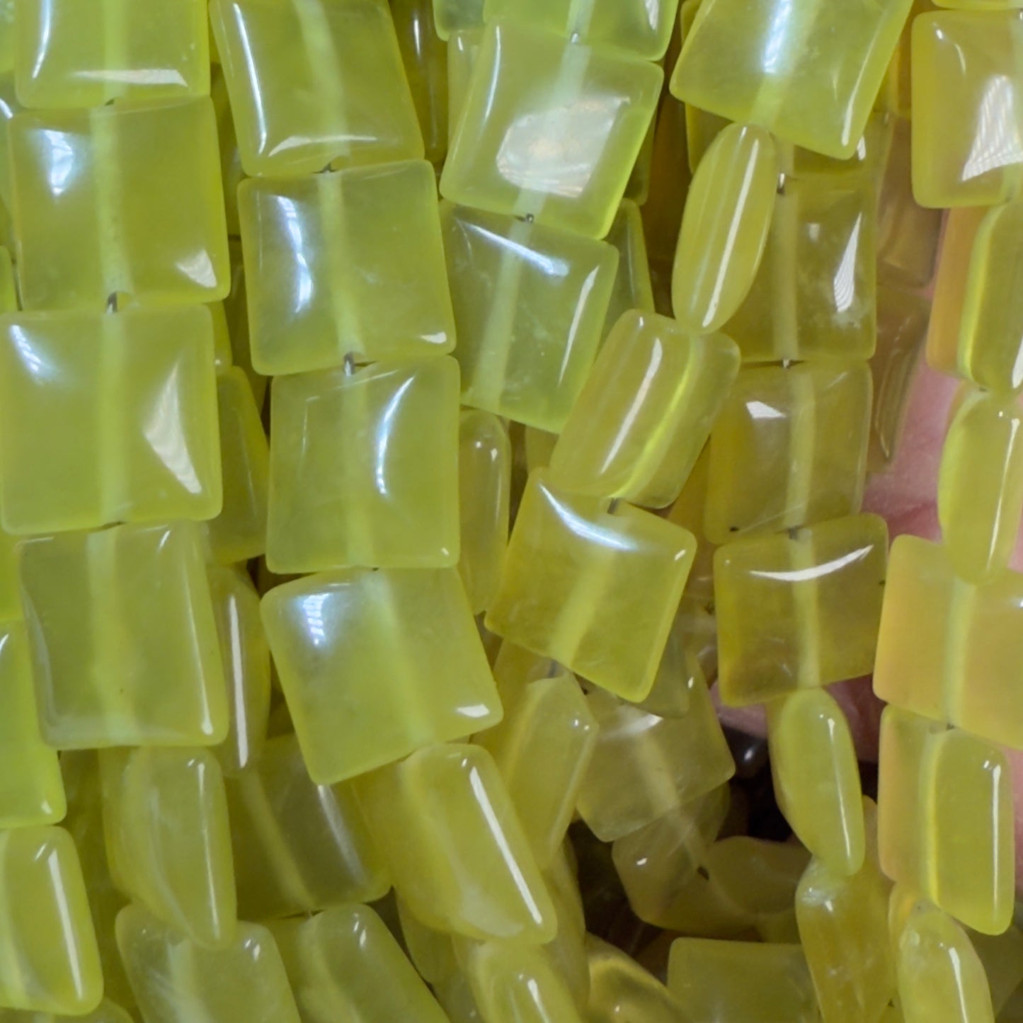 Serpantine approx 8 mm square beads 8" strands mined in Canada