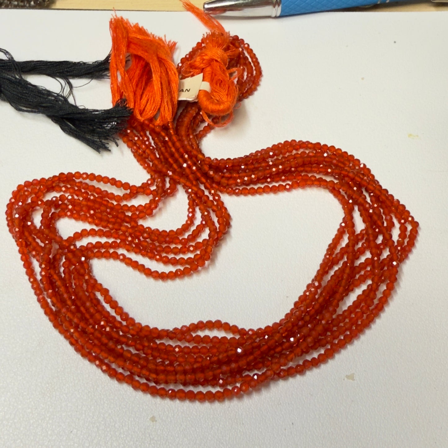 Carnelian Faceted beads 2.5 mm 16" strand Natural