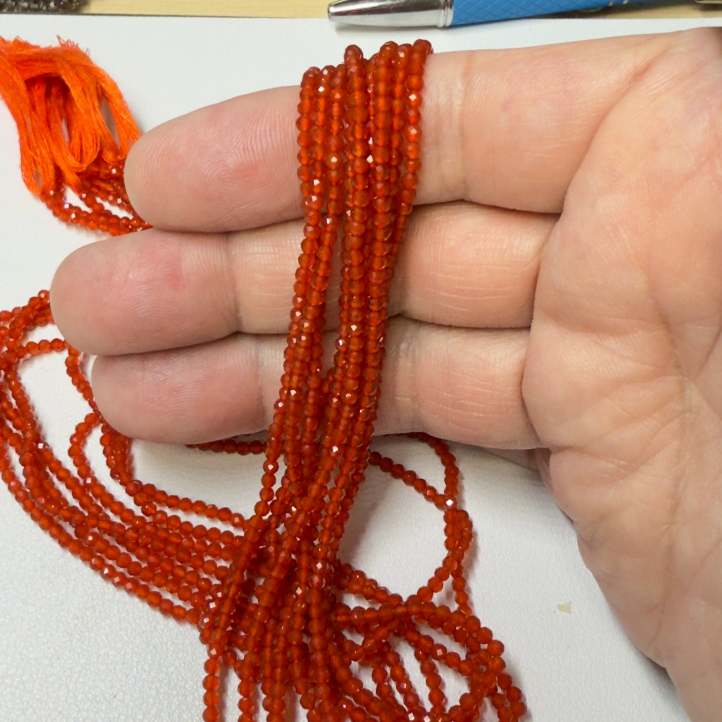Carnelian Faceted beads 2.5 mm 16" strand Natural