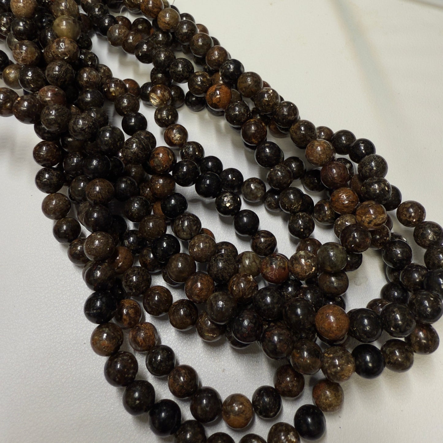 Biotite Beads with Gold Pyrite in them! 8 mm 16" strands