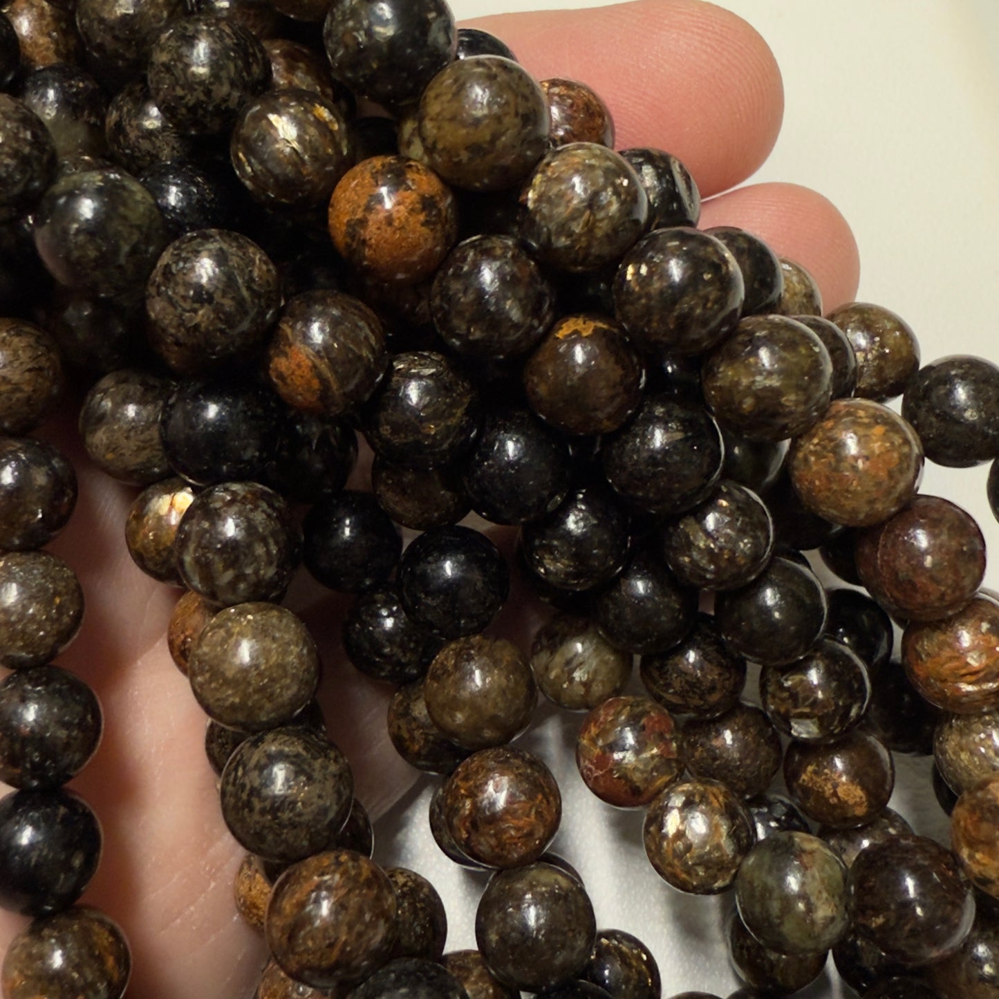 Biotite Beads with Gold Pyrite in them! 8 mm 16" strands