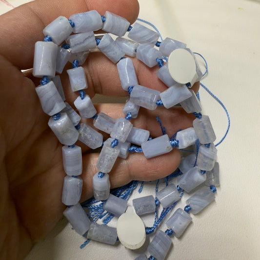 Blue Lace Agate Faceted Rods approx. 7x11 16" strands