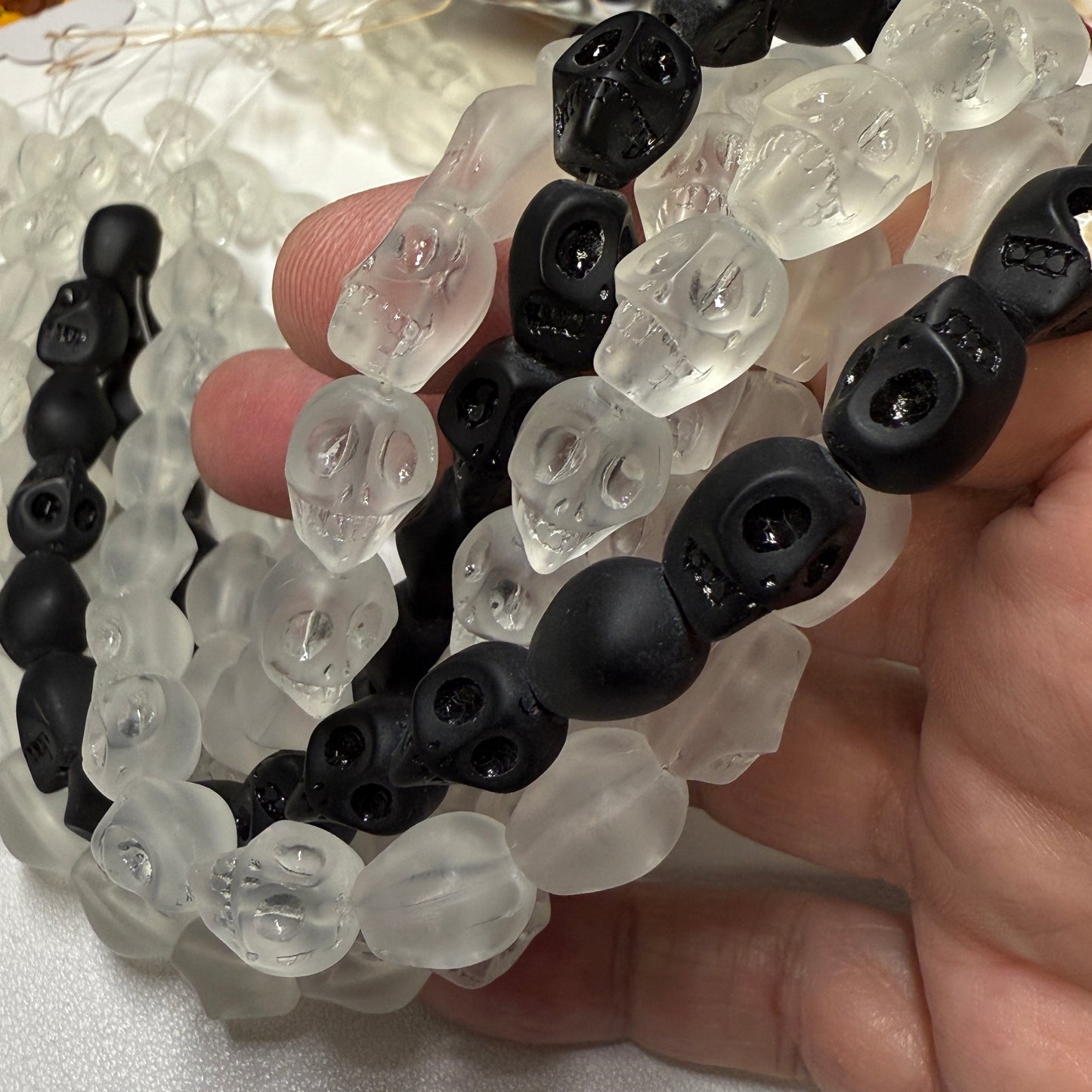 Carved skull beads! approx. 10x13 16" strands