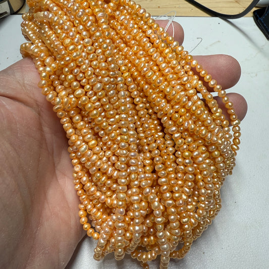 Golden Pearls 4 mm 16" strands, lots of luster