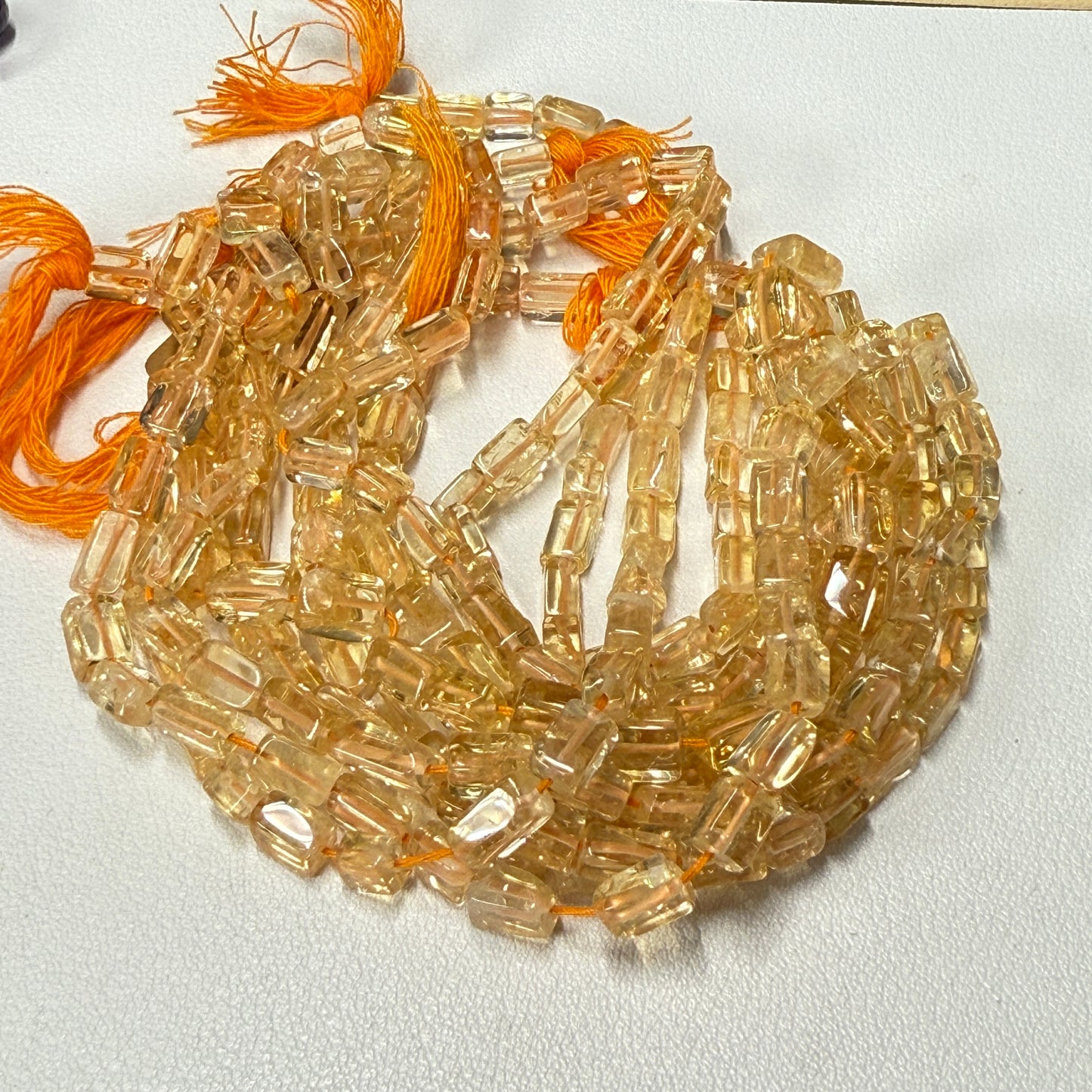 Citrine rectangle beads approx. 4x6 16" long No Treatments