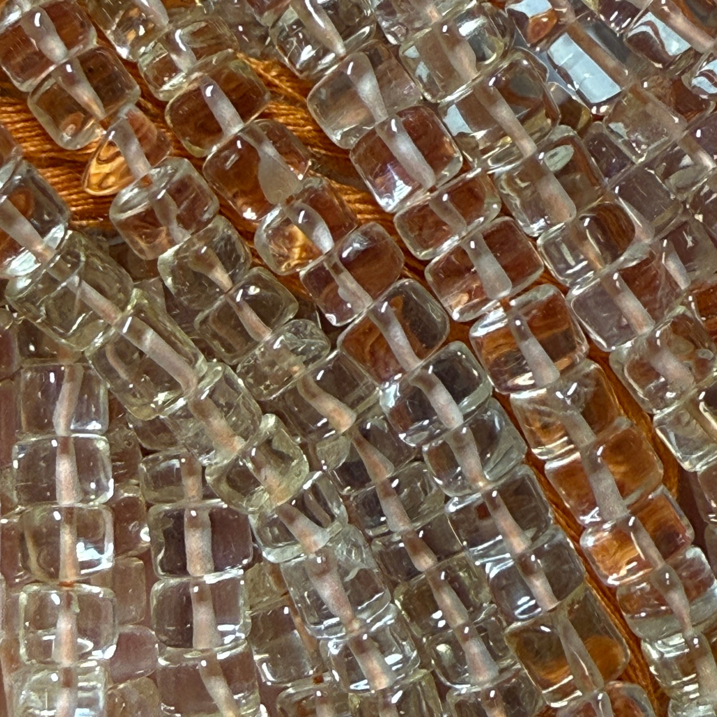 Citrine Smooth Cubes, 5 mm 16" strands mined in Brazil