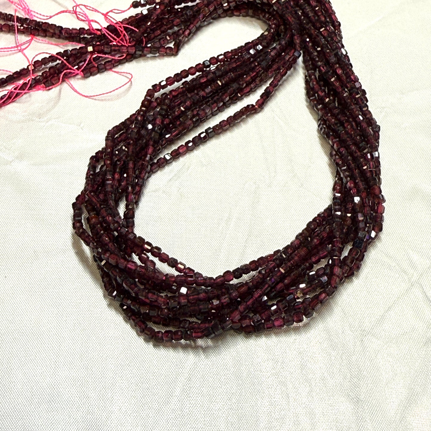 Assorted gemstone Faceted Cube Beads 2 mm.