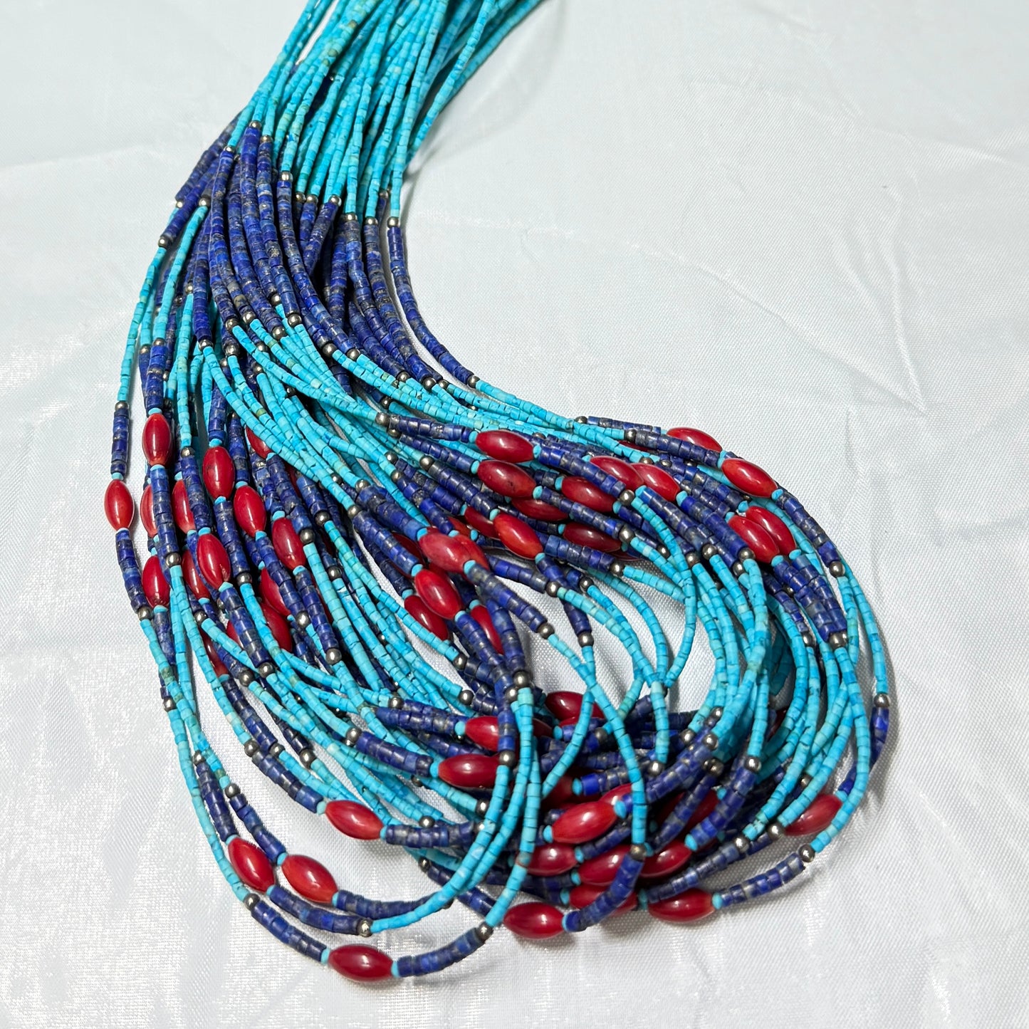 Native American Inspired Turquoise, Lapis, and Coral Necklaces 16" Stainless steel clasp