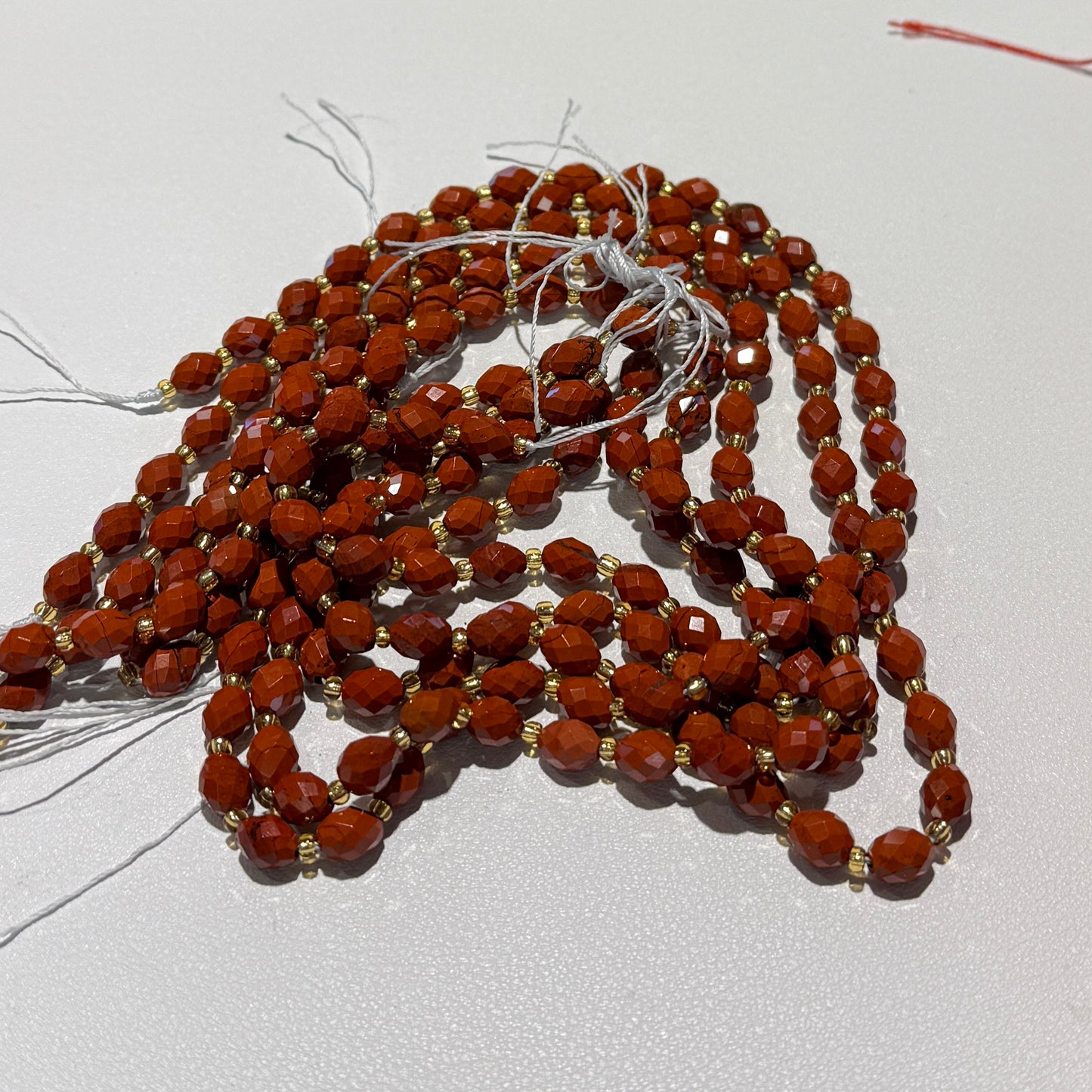 Red Jasper 6x8 faceted olive shape, 16" strands all natural