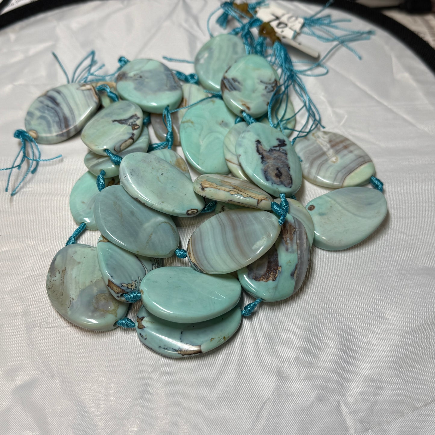 Blue Agate oval beads 30x40 7 beads