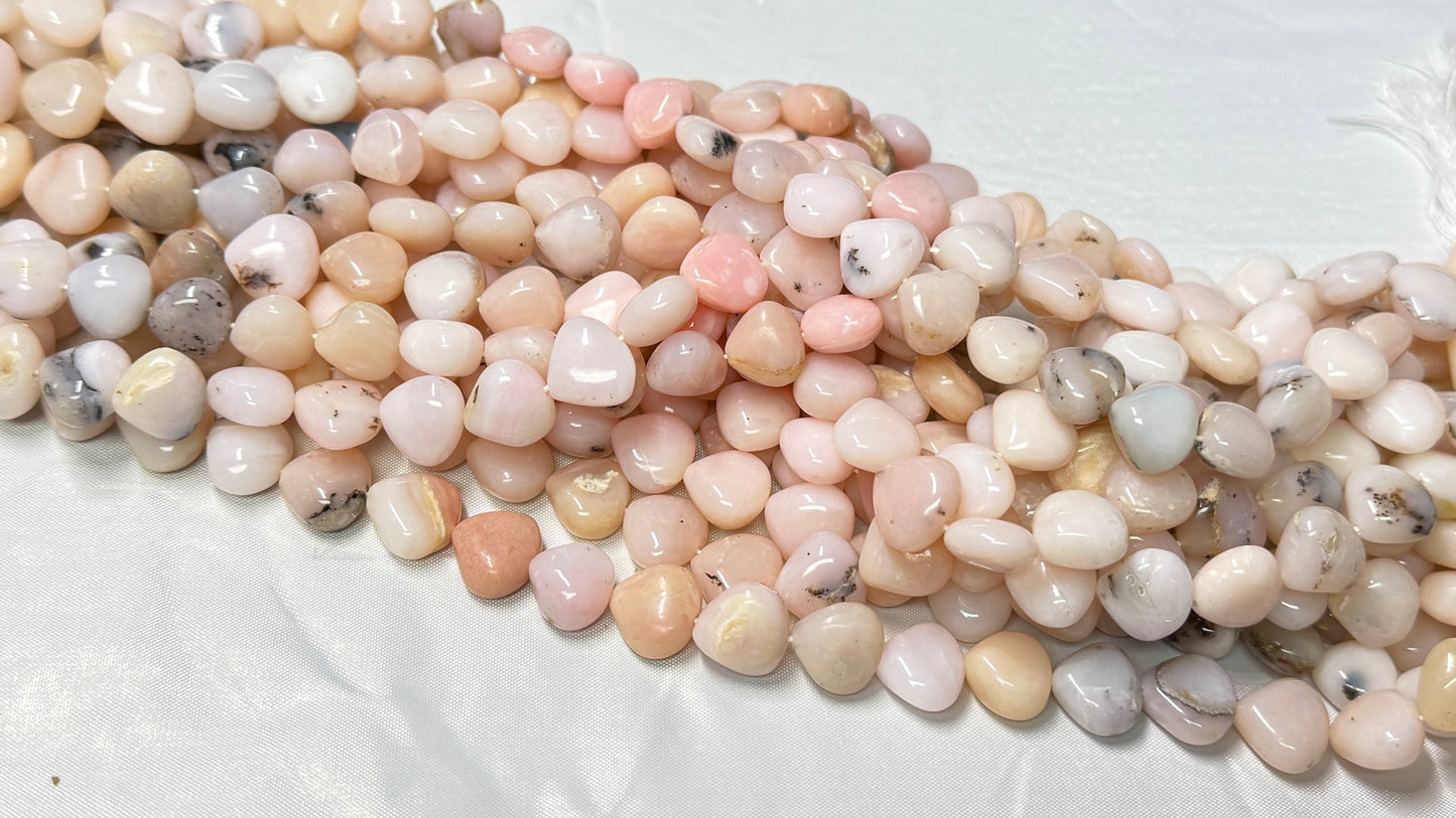 Opal beads, Peruvian Pink approx 12x12 Heart Shape 16" strands