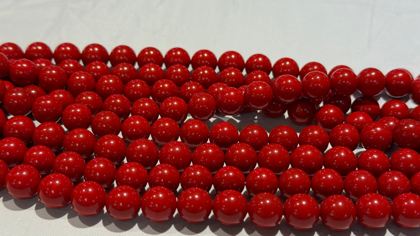 Oxblood Red Mother of Pearl Round Beads 10 mm 16" strands