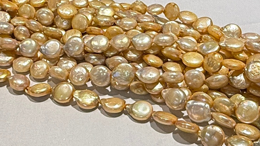 Coin Pearls light gold color 9 mm 16" strands