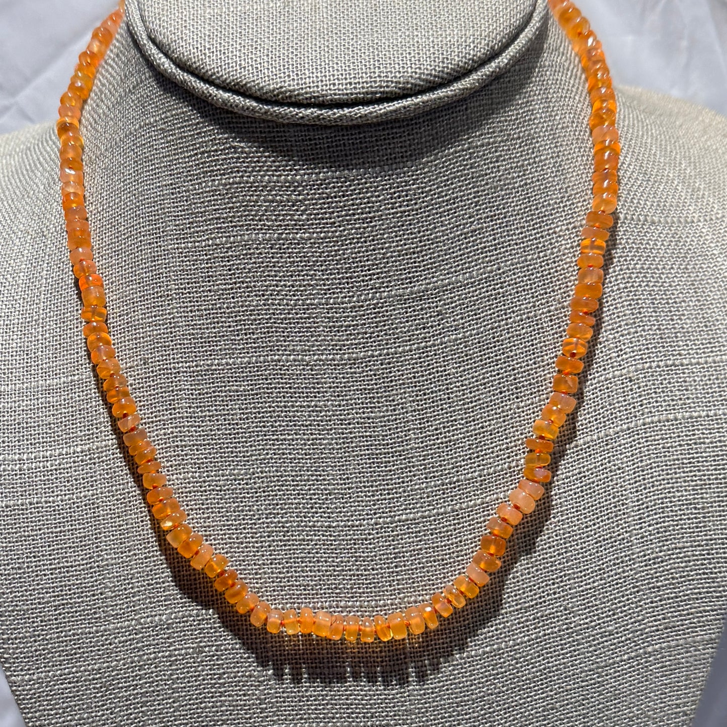 Gemstone Smooth 6mm Roundel knotted necklaces with vermeil extension clasp 16-20"