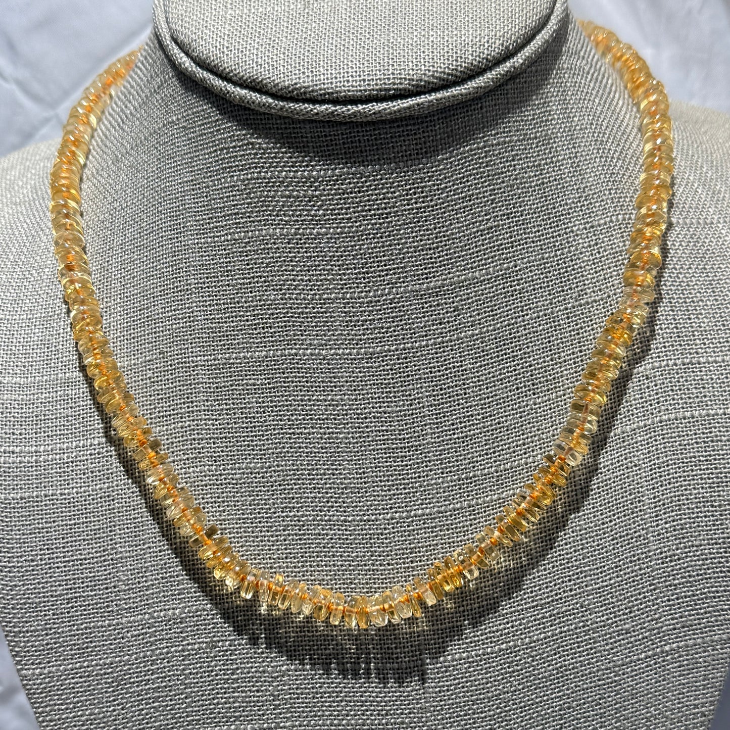 Gemstone Smooth 6mm Roundel knotted necklaces with vermeil extension clasp 16-20"