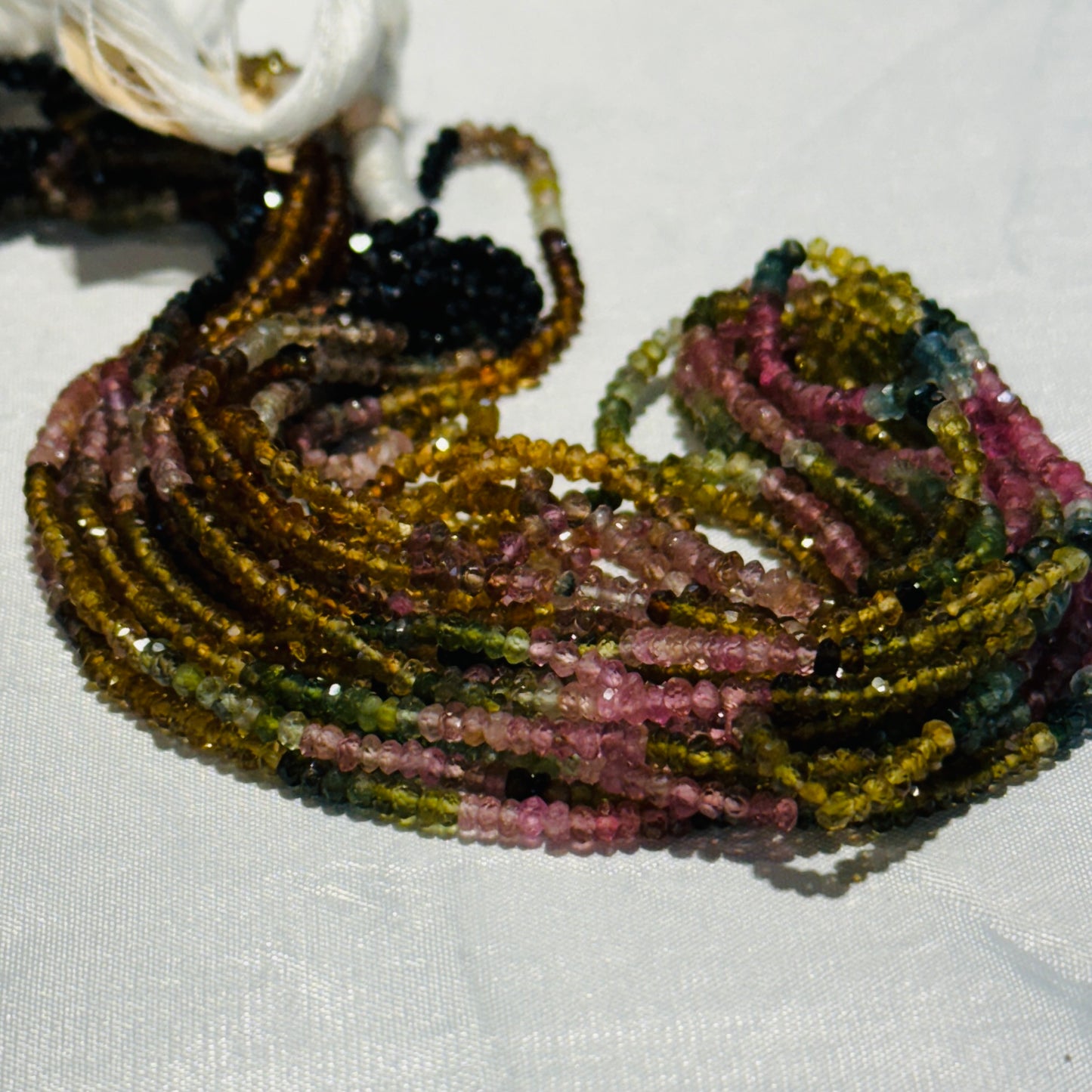 Multi Color Tourmaline Faceted Roundels 2.5mm 15" strands