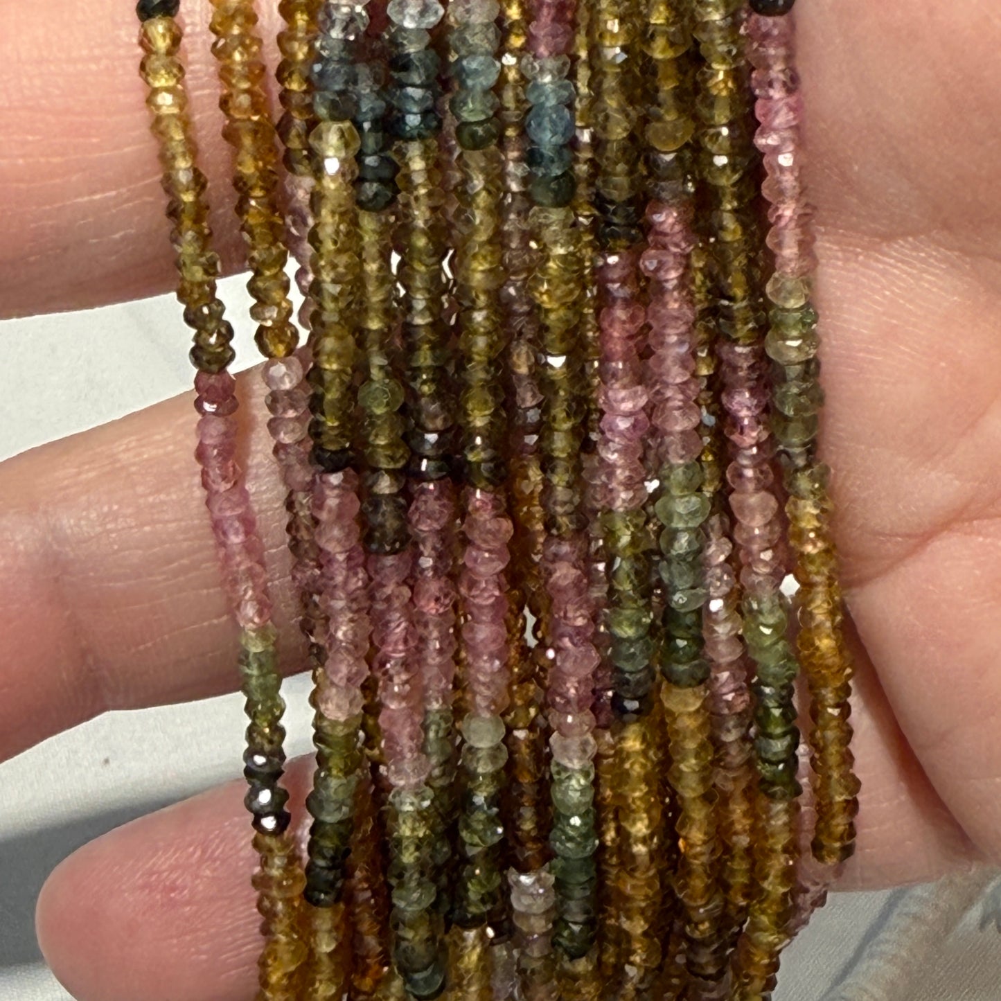 Multi Color Tourmaline Faceted Roundels 2.5mm 15" strands