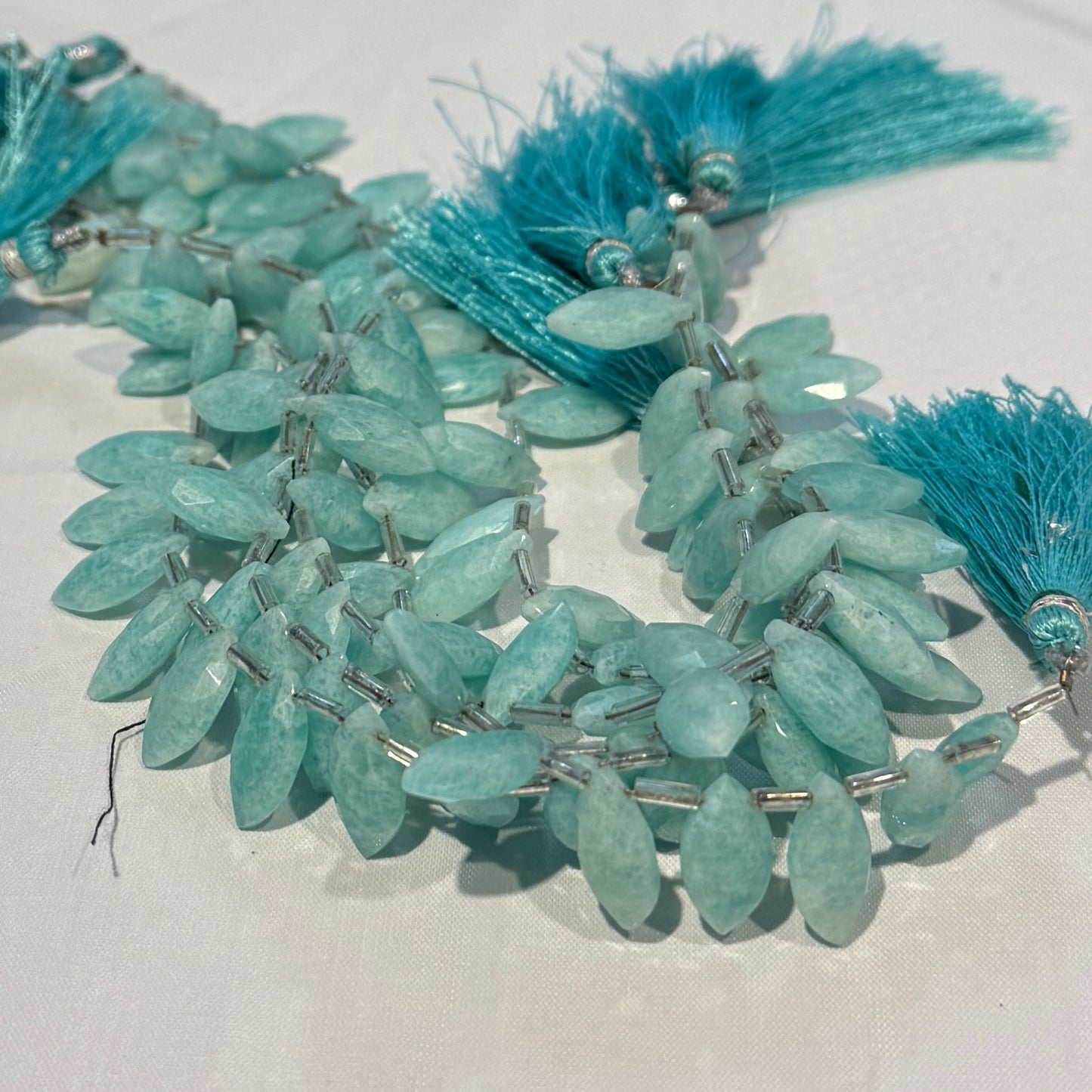 Amazonite Faceted Marquise Shaped briolettes approx 7" Natural
