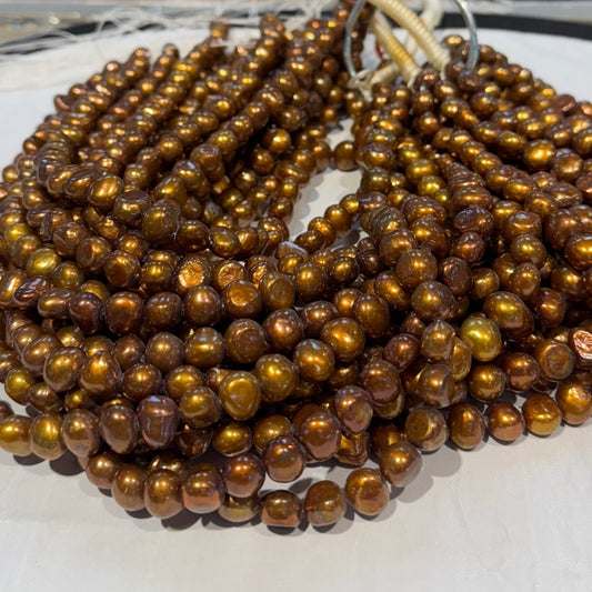 Chocolate "Potato" Pearl approx 10mm 16" Enhanced Color
