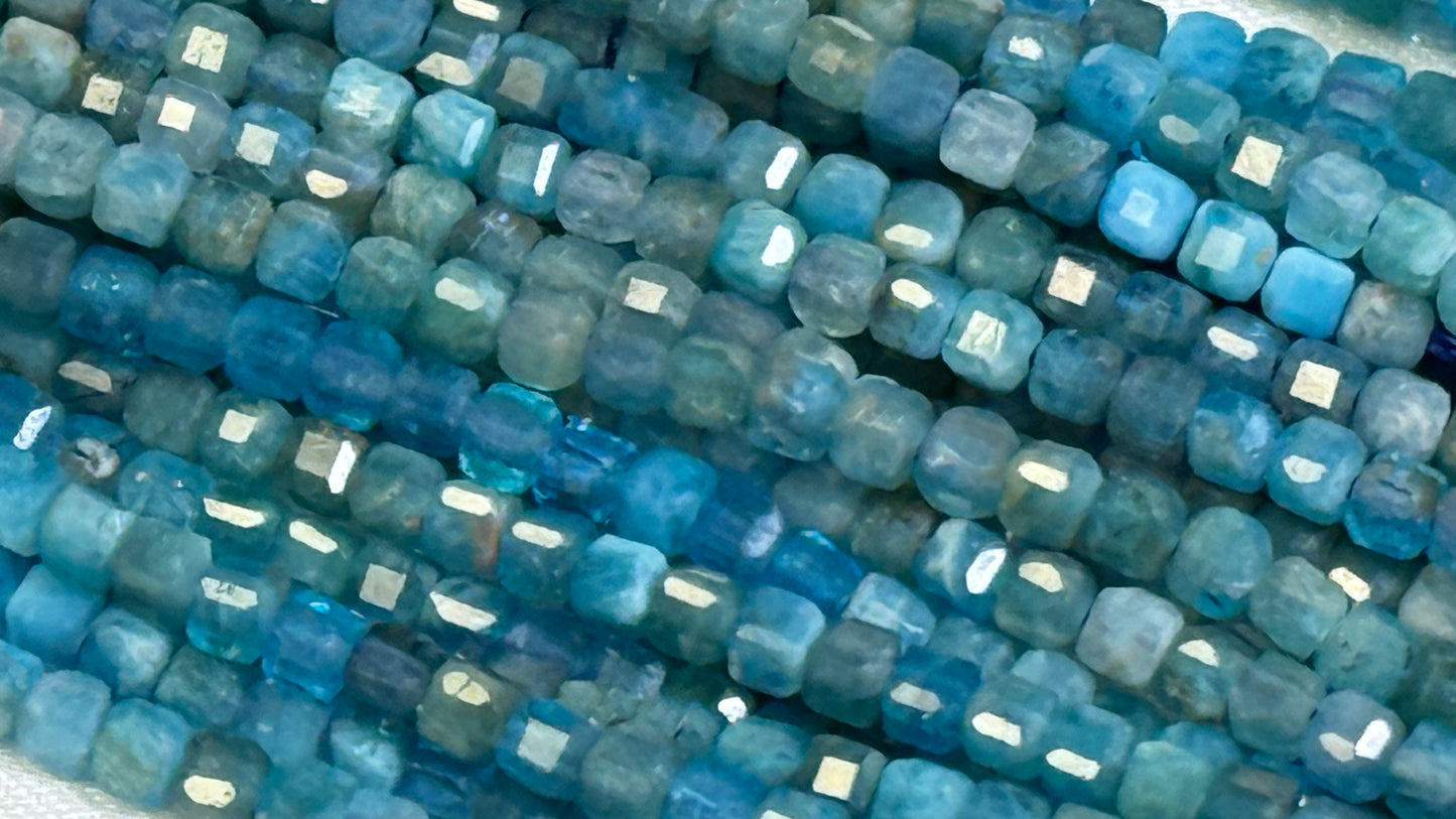 Apatite Beads 2mm Faceted Cubes 15" strands