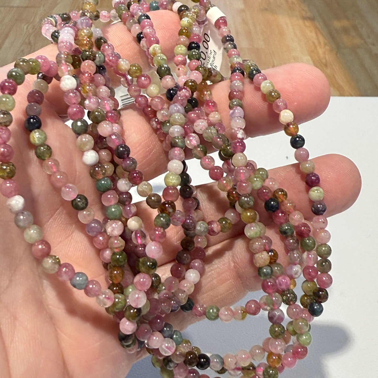 Tourmaline round beads 20" 4 mm nice quality
