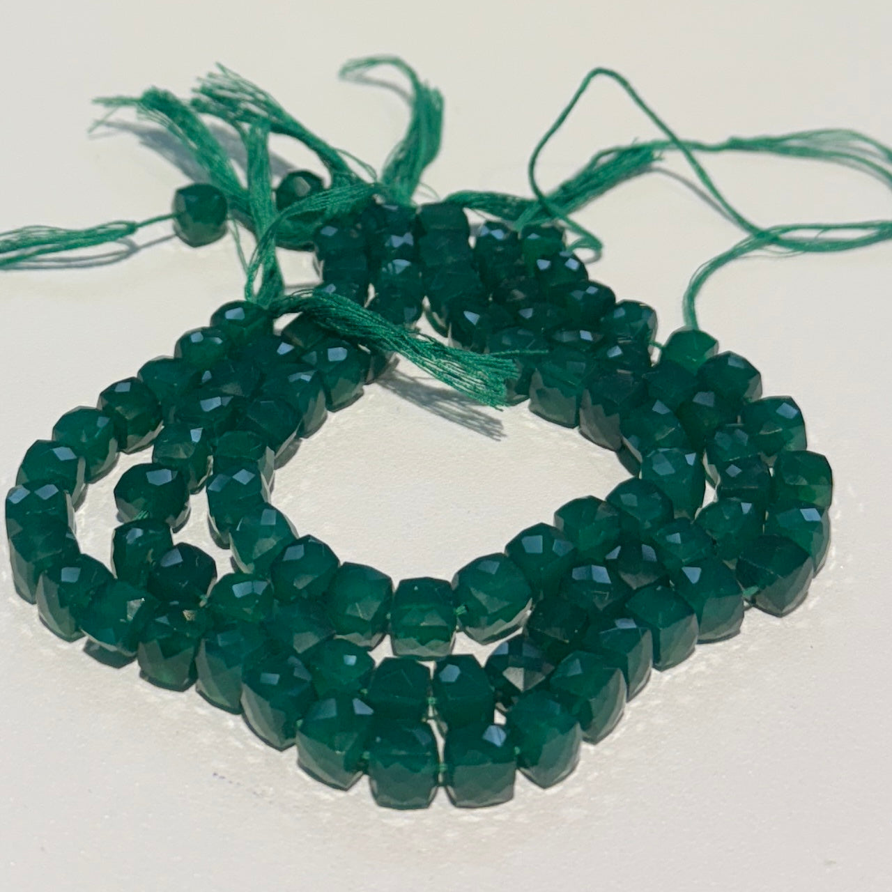 Green Onyx Faceted Cubes 7 mm approx 8" long