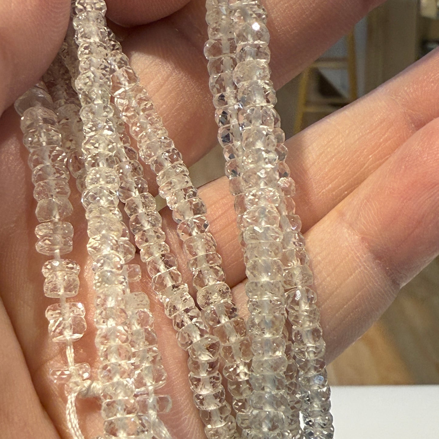 Clear Topaz approx 4.5mm faceted roundels 15" strands all sparkly, all natural!