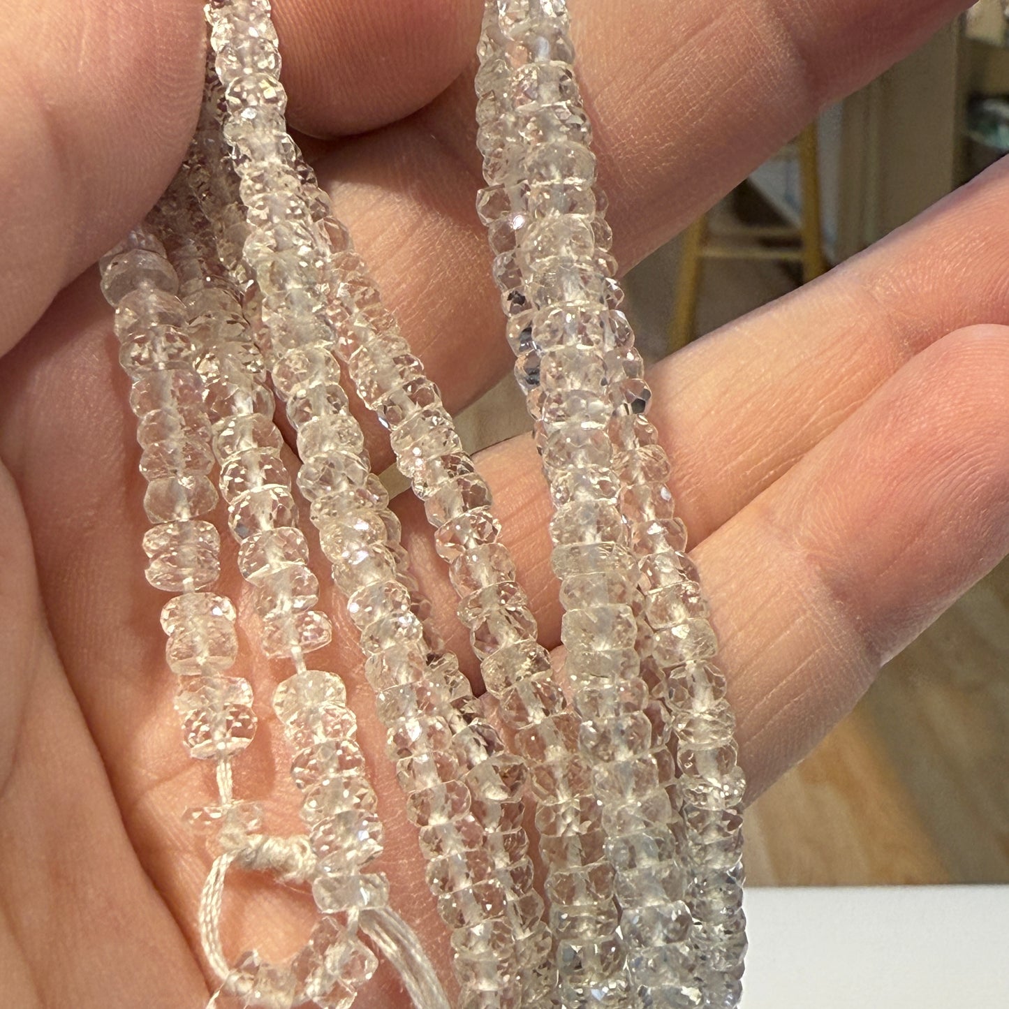 Clear Topaz approx 4.5mm faceted roundels 15" strands all sparkly, all natural!
