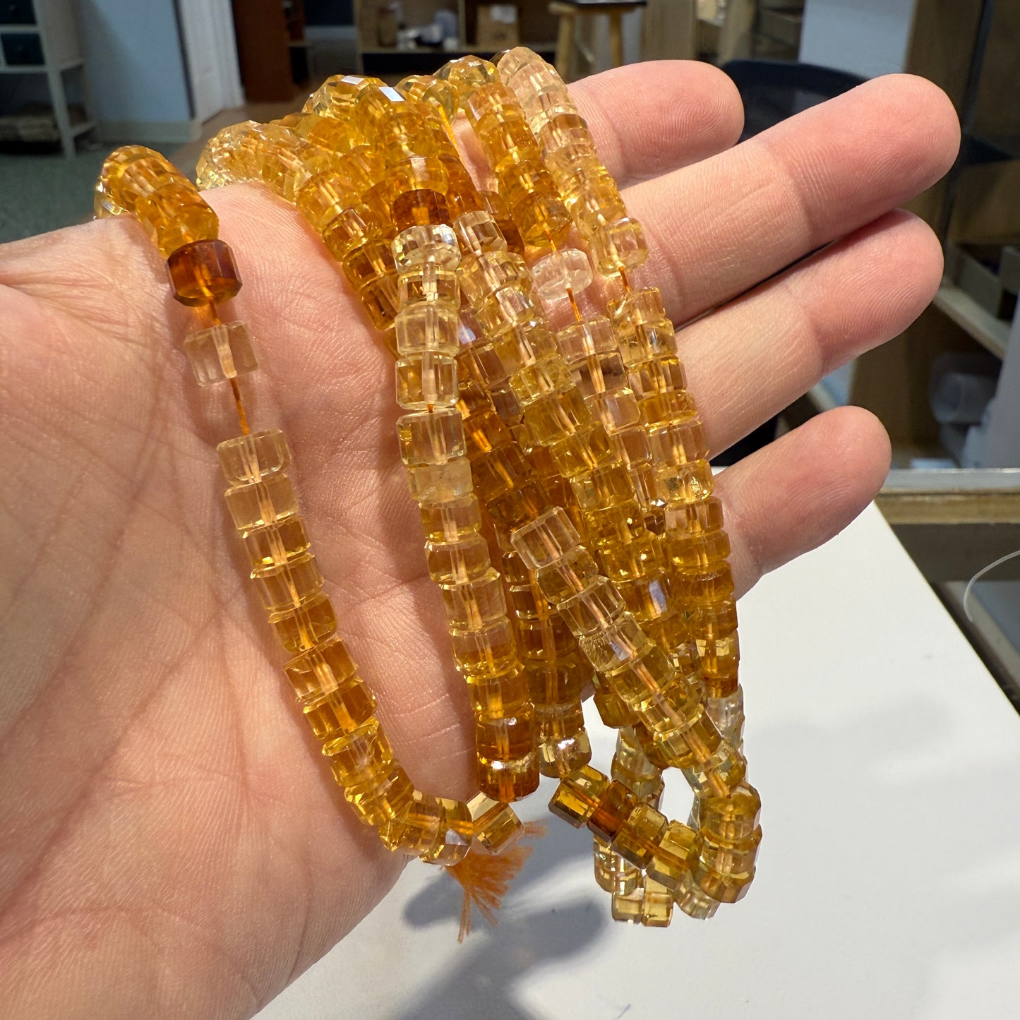 Citrine Umbre 7 mm Flat Faceted Tire cut. Approx 15", All Natural and incredible