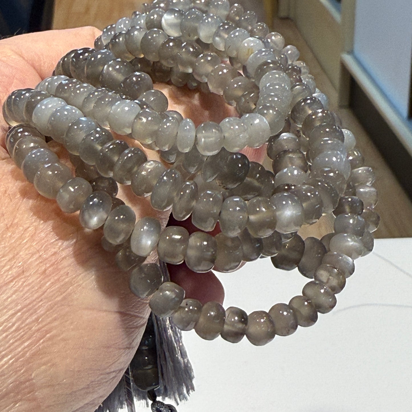Moonstone, Grey, approx 6 mm 8" strands, all natural