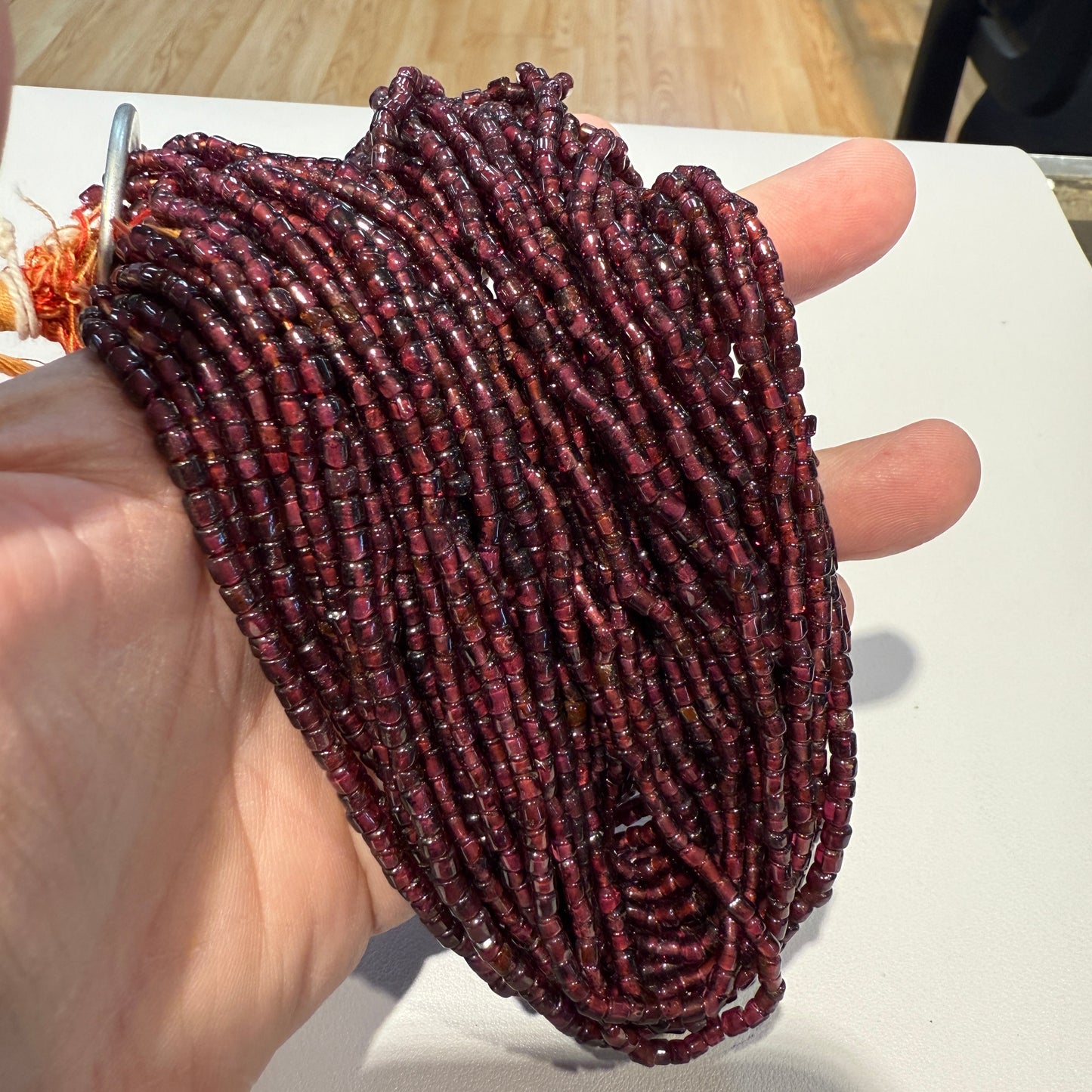 Garnet Rod shaped Beads. 3x4mm 15" strands