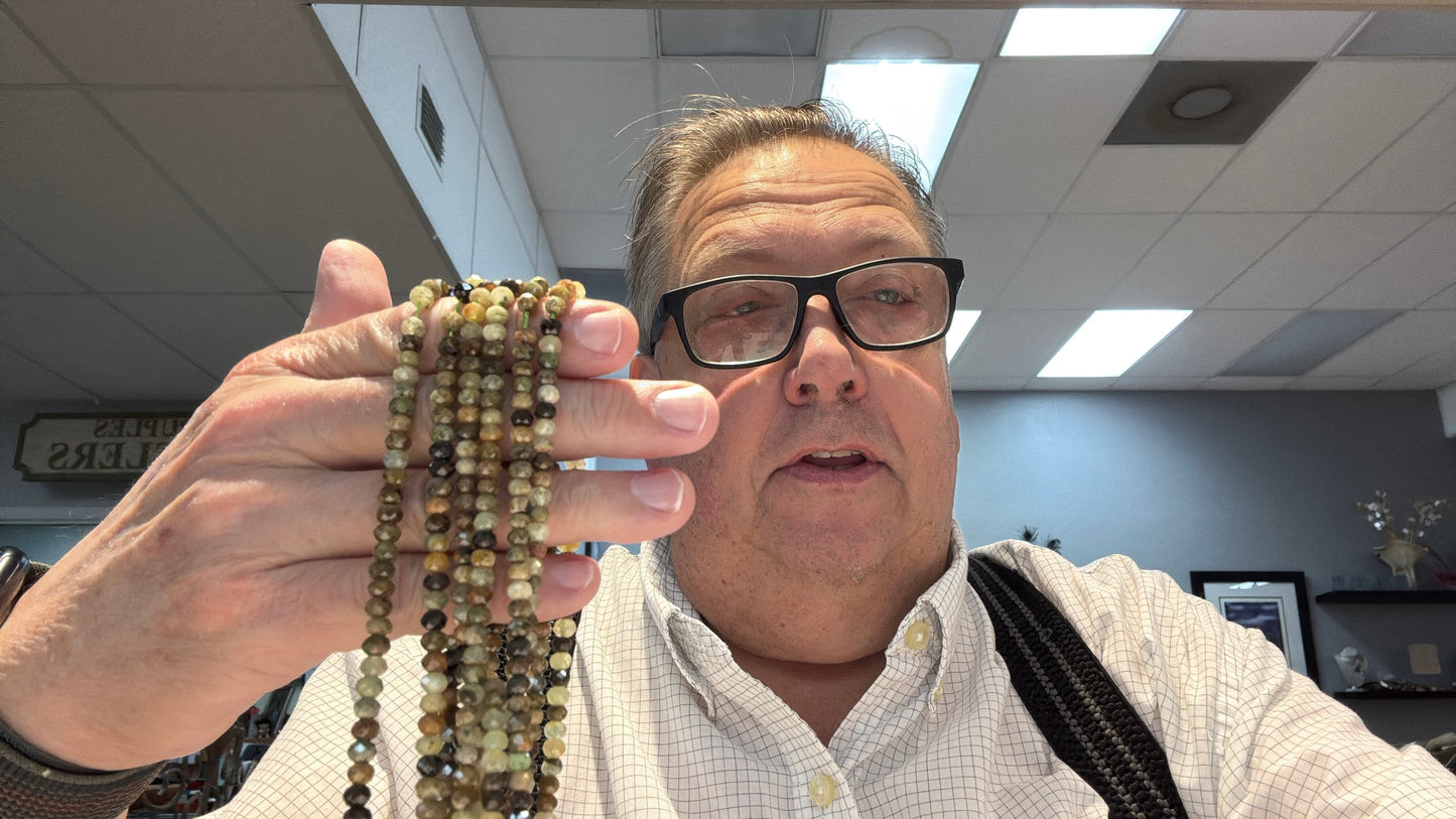 Green Grossular Garnet faceted 4mm 15" strands!